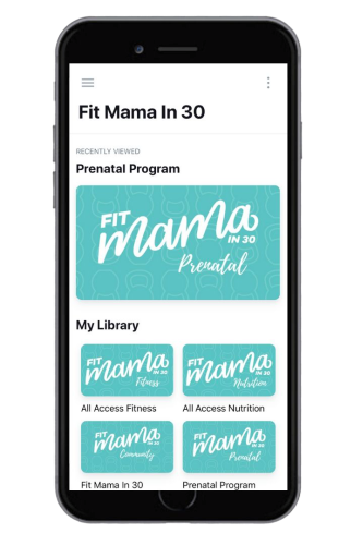Screenshot of Fit Mama in 30 app on a mobile phone